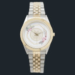 Pretty Watercolor Floral Modern Geometric Monogram Watch<br><div class="desc">Pretty watercolor floral and geometric wreath.</div>