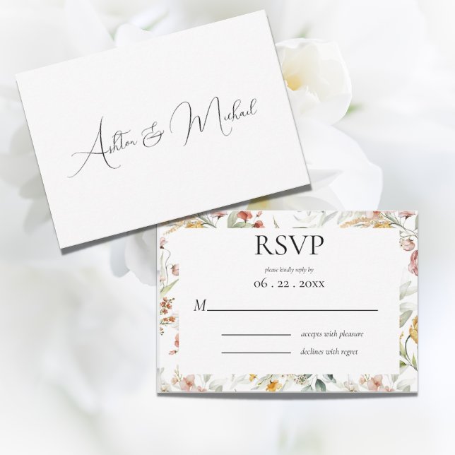 Pretty Watercolor Floral Modern RSVP Card (Creator Uploaded)