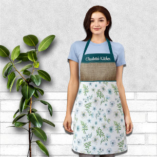 Pretty Watercolor Floral Personalised First Name Apron