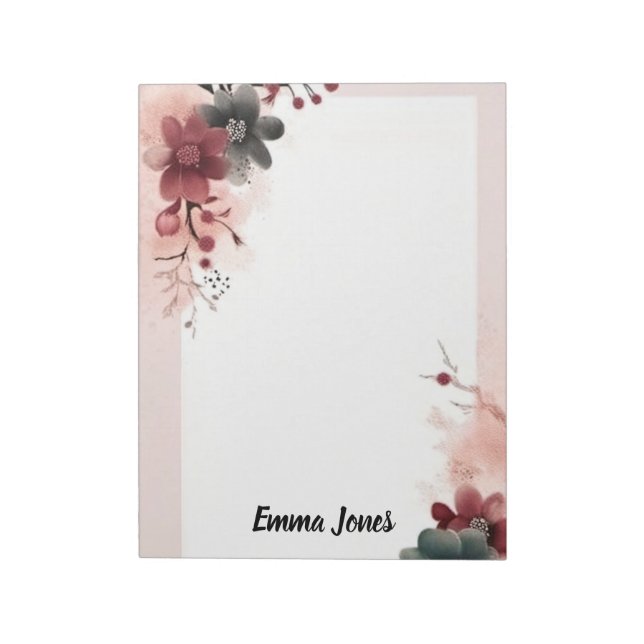 Pretty Watercolor Floral Personalised Stationary Notepad (Rotated)