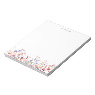 Pretty Watercolor Floral Personalized Wildflowers  Notepad