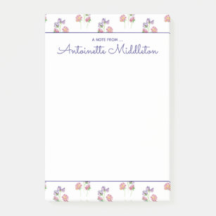 Pretty Watercolor Floral Pink Lavender Custom Post-it Notes