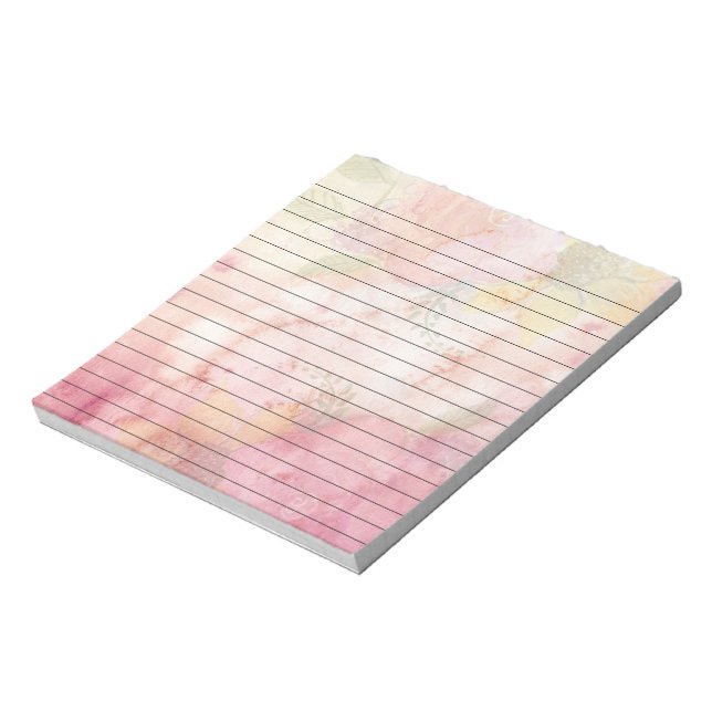 Pretty Watercolor Floral Print Lined Notepad (Rotated)