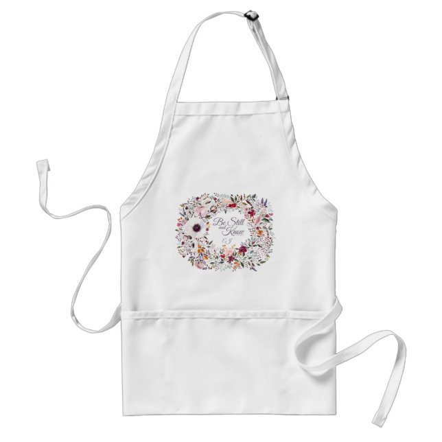 Pretty Watercolor Floral Scripture Monogram Standard Apron (Front)