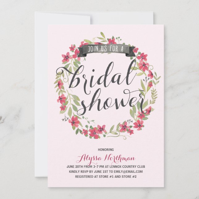Pretty Watercolor Florals | Bridal Shower Invitation (Front)
