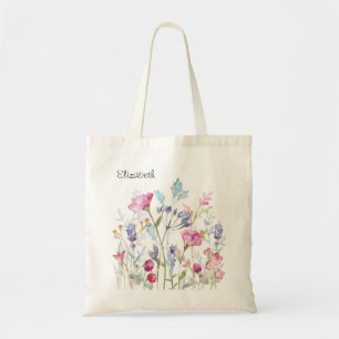 Pretty Watercolor Flowers and Berries Tote Bag