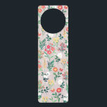 Pretty Watercolor Flowers Botanical Door Hanger<br><div class="desc">Elegant,  delicate small garden flowers hand painting pale pink design,  featuring a collection of white roses,  red daisies and yellow flowers with various green leaf shapes greenery hand painting,  on a pale pink colour background. A special unique botanical nature floral artwork great for a spring botanic nature look decor.</div>