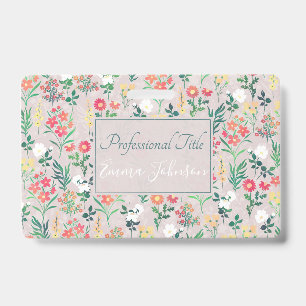Pretty Watercolor Flowers Botanical ID Badge