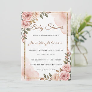 Pretty Watercolor Flowers Garden Baby Shower Invitation