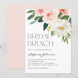 Pretty Watercolor Flowers Garden Bridal Brunch Invitation