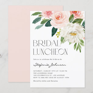 Pretty Watercolor Flowers Garden Bridal Luncheon Invitation