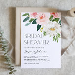 Pretty Watercolor Flowers Garden Bridal Shower Invitation<br><div class="desc">Invite guests to your bridal shower with this customisable bridal shower invitation. It features watercolor floral bouquet of pink and white flowers and greenery. Personalise this floral bridal shower invitation by adding your own event details. This botanical bridal shower invitation is perfect for spring and garden bridal showers.</div>