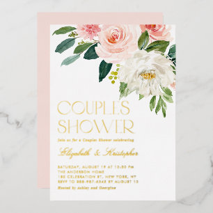 Pretty Watercolor Flowers Garden Couples Shower