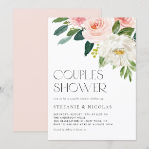 Pretty Watercolor Flowers Garden Couples Shower Invitation