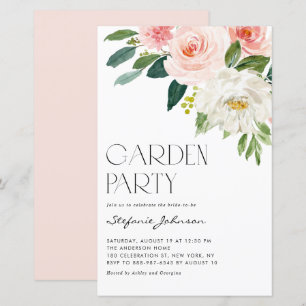 Pretty Watercolor Flowers Garden Party Invitation
