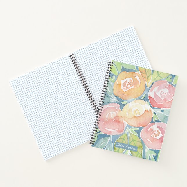 Pretty Watercolor Flowers Notebook (Inside)