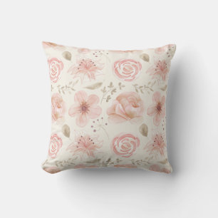 Pretty Watercolor Flowers Pink Pattern Garden Cushion