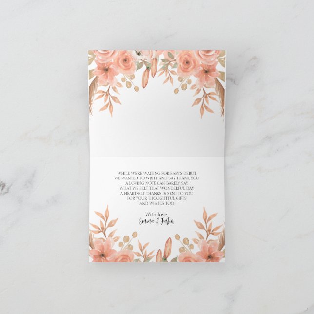 Pretty Watercolor Flowers Spring  Thank You Card (Inside)