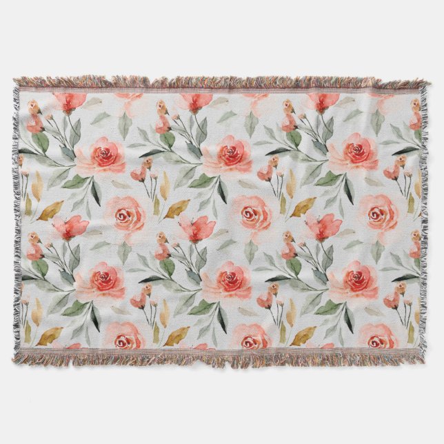 Pretty Watercolor Flowers  Throw Blanket (Front)