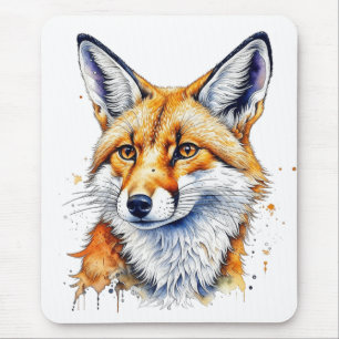 Pretty Watercolor Fox   Animal Lovers Mouse Mat
