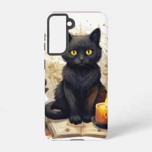 PRETTY WATERCOLOR HALLOWEEN BLACK KITTEN SAMSUNG GALAXY CASE