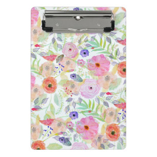 Pretty watercolor hand paint abstract floral mini clipboard