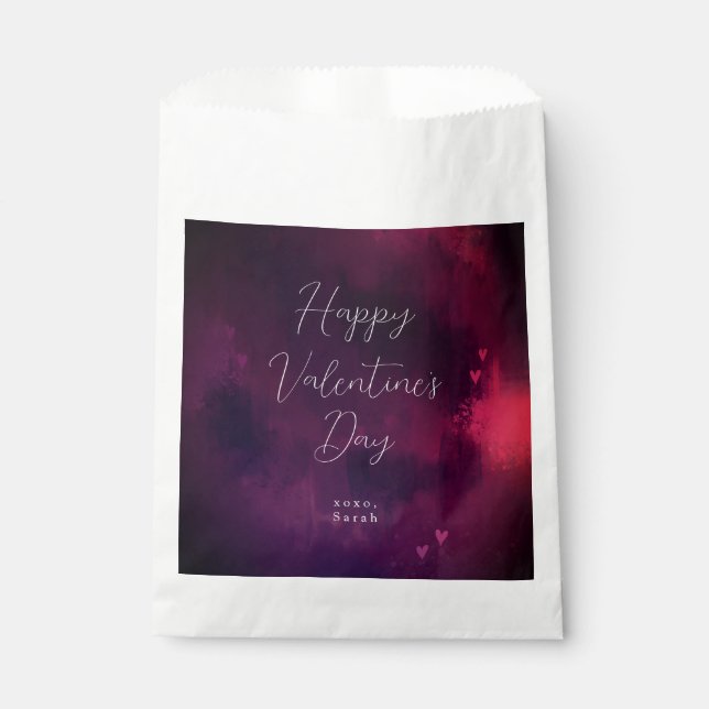 Pretty Watercolor Hearts Valentine Favour Bags (Front)