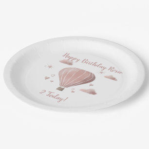 Pretty Watercolor Hot Air Balloon Party Paper Plat Plate