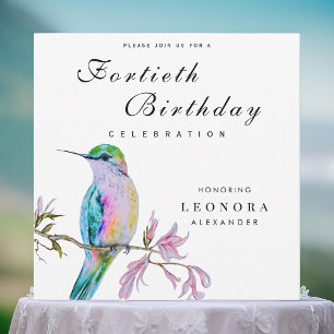 Pretty Watercolor Hummingbird ANY Birthday Party Invitation