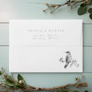 Pretty Watercolor Hummingbird Wedding Invitation Envelope