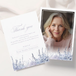 Pretty Watercolor Lavender Funeral Photo Thank You Card