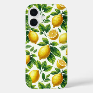 Pretty Watercolor Lemons Citrus Pattern iPhone 16 Case