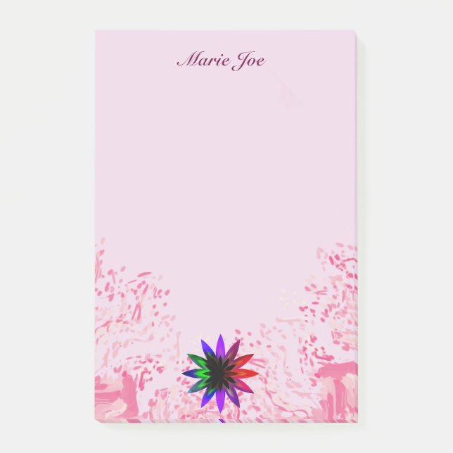 Pretty Watercolor Lotus Flower Boarder Post-it Notes (Front)