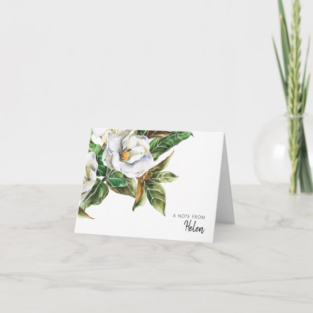 Pretty Watercolor Magnolias Personalised Thank You Card (Front)