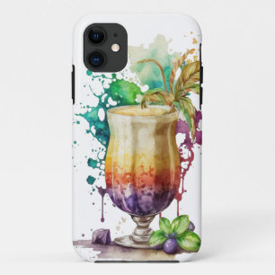 PRETTY WATERCOLOR MARDI GRAS BEVERAGES iPhone 11 CASE