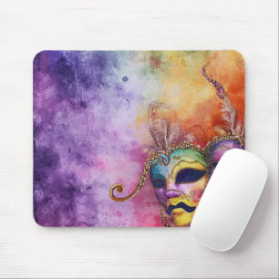 PRETTY WATERCOLOR MARDI GRAS MASKS MOUSE MAT