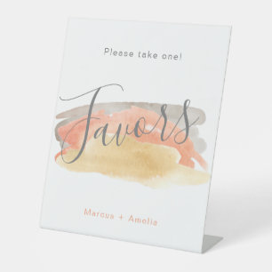 Pretty Watercolor Minimalist Wedding Favours Pedestal Sign