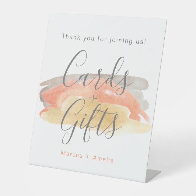 Pretty Watercolor Minimalist Wedding Gifts  Pedestal Sign (Front)