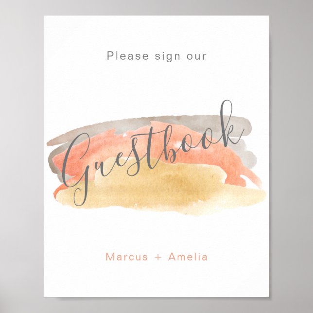 Pretty Watercolor Minimalist Wedding Guest Sign (Front)