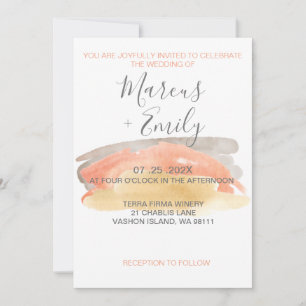 Pretty Watercolor Minimalist Wedding Invitation