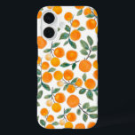 Pretty Watercolor Orange Citrus Botanical Pattern iPhone 16 Case<br><div class="desc">Stylish fruit pattern watercolor paintings with oranges and leaves.</div>