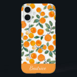 Pretty Watercolor Orange Citrus Personalised iPhone 16 Plus Case<br><div class="desc">Stylish fruit pattern watercolor paintings with oranges and leaves,  personalised with your name.</div>