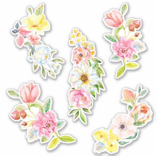 Pretty Watercolor Pastel Flowers (Front)