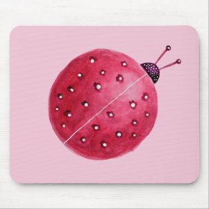 Pretty Watercolor Pink Watercolor Ladybug Kids Mouse Mat