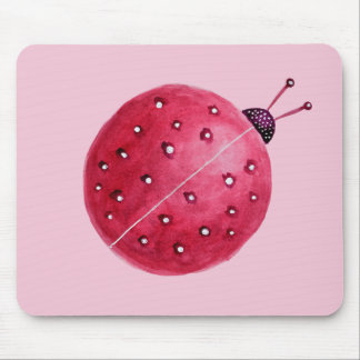 Pretty Watercolor Pink Watercolor Ladybug Kids Mouse Mat