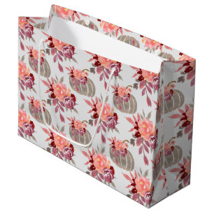 Pretty Watercolor Pumpkin Baby Shower Large Gift Bag
