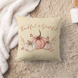 Pretty Watercolor Pumpkins Autumn Cushion