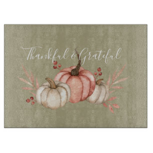 Pretty Watercolor Pumpkins on Sage  Cutting Board