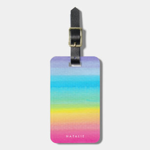 Pretty Watercolor Rainbow Design   NAME Luggage Tag