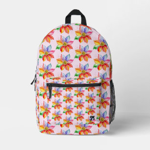 Pretty Watercolor Rainbow Floral Amazing Girl Printed Backpack
